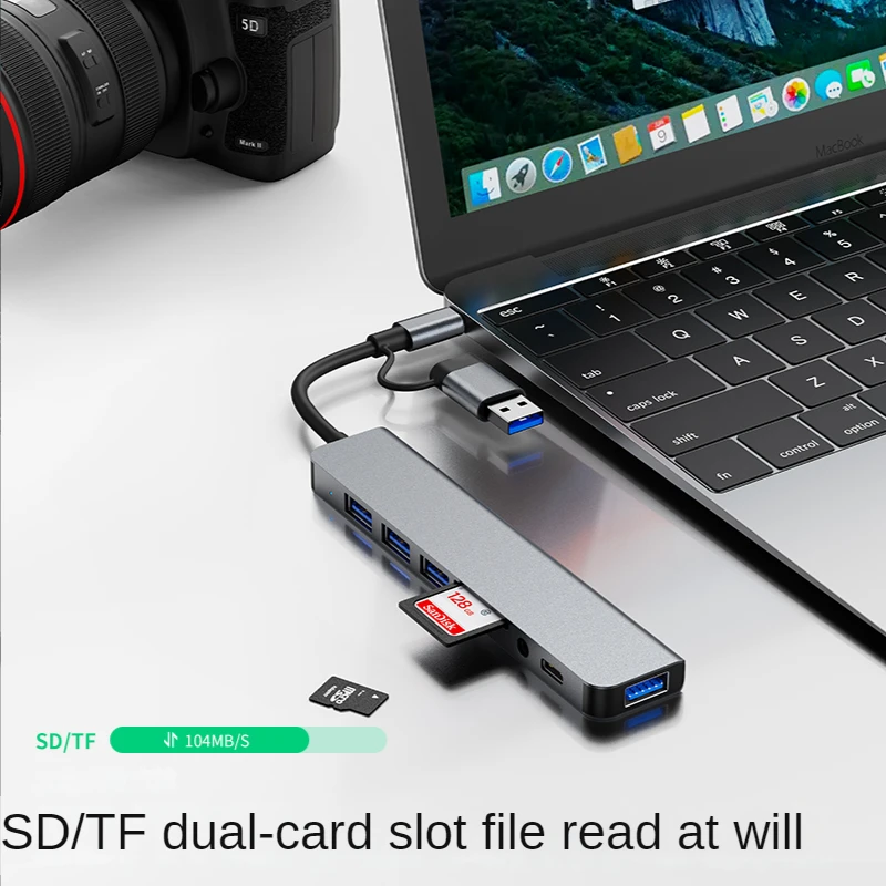 USB 3.0 Type C Adapter Docking Ststion USB 2.0 Port TF SD Card Reader Audio Output Multi-hub Splitter for Macbook Pro Computer - Image 2