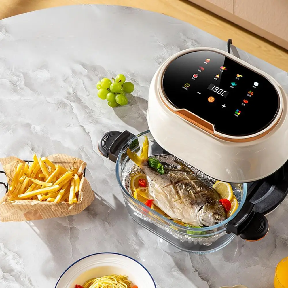 Compact Electric Glass Fryer 4L Non-fat Digital Air Fryer with Long Tray for Home Fries Desserts and Chicken - Image 4