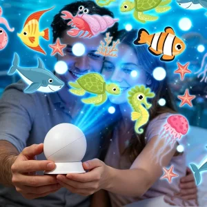 portableLED Starry Ocean Projector Light Rotating Dynamic Projection Lamp 3 Brightness Levels for Baby Room Holiday Decor