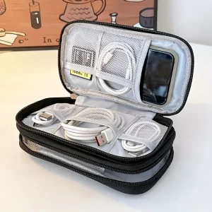 Double-Layer Travel Digital Organizer, Portable Data Cable And Power Bank Storage Bag, External Hard Drive, Earphones