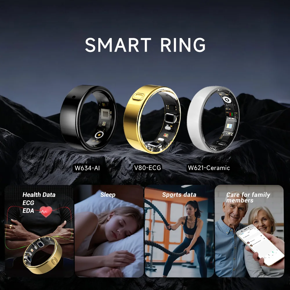 Intelligent Smart Rings Heart Rate ECG EDA IP69 OEM Smart Emotions Heart Rate Sleep Manufacturers Health Smart Ring for Men - Image 6