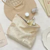 French Style Butterfly Lace Embroidery Cosmetic Bag Gentle Fabric Storage Bag Large Capacity Skincare Organizer Pouch