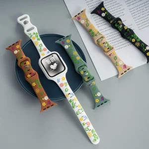 Cute Color Flowers Silicone Strap Case For Apple Watch 42mm 46mm 44 40mm 49 45 38 41mm Girl Slim Band For iwatch 10 9 8 SE 7 6 5