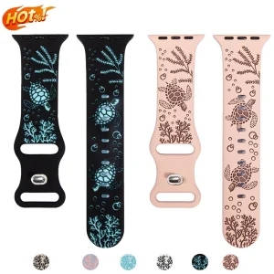 Carved Silicone Strap for Apple Watch Bands 40mm 44mm 42mm 46 41mm 45mm 49 Brecelet Correa for Iwatch 11 10 9 8 7 6 5 SE Band