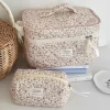 Portable Corduroy Aesthetic Cosmetic Organizer Large Capacity Zipper Skincare Clutch Floral Makeup Pouch Lipstick