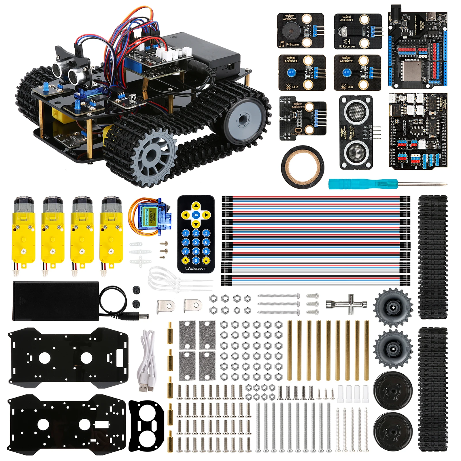 ACEBOTT ESP32 Smart Robot Tank Car Kit for Arduino Robotics STEM Science Kits Coding Toys Unique Gifts