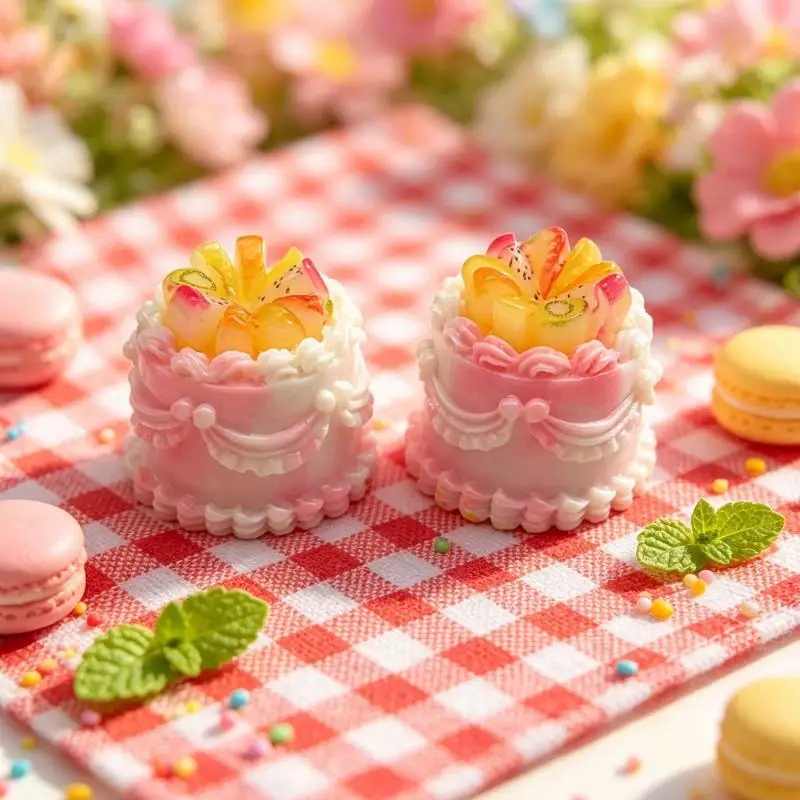 Dollhouse Miniature Fruit Birthday Cake Lovely Tiny Fake Cake for DIY Jewelry Craft Scrapbooking Dollhouse Decor Hobby Gift - Image 3