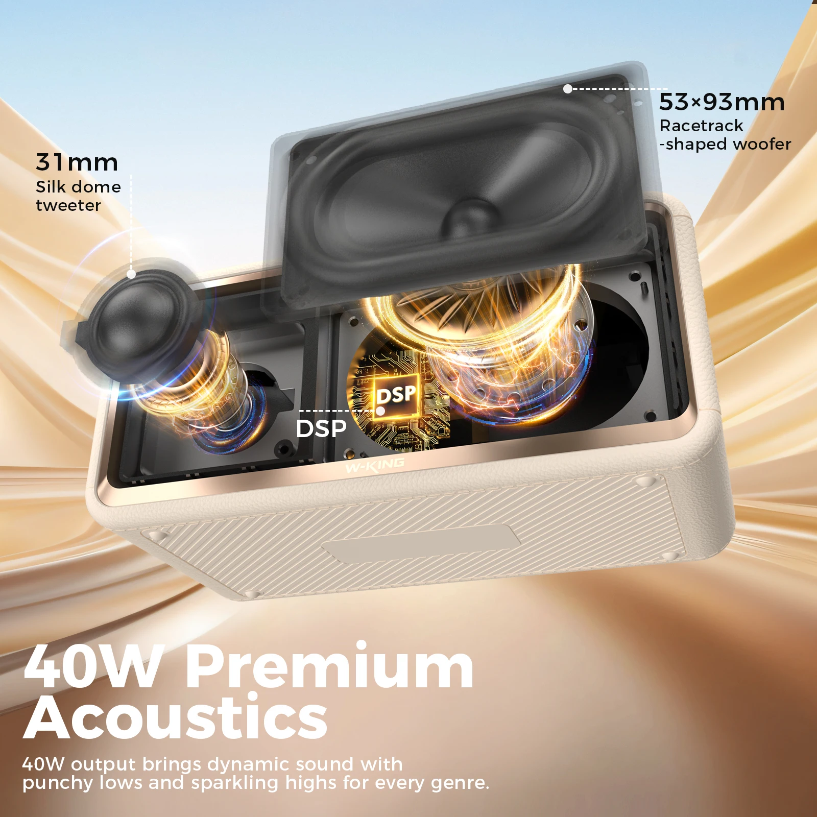 W-King H130 New Product Portable Speakers 40W Boomboxes with Subwoofer Bluetooth Speaker Electronic Gadgets Cool Gadgets of IPX7 - Image 5