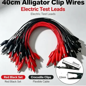 2Pcs Red Black Alligator Test Leads Double-ended Crocodile Clips Durable Copper Core for DIY Electronic Project Repair