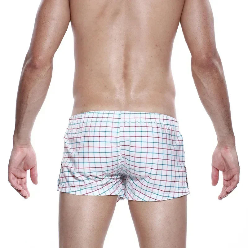 Casual Plaid Men Aro Shorts Woven Home Loungewear Loose Sleep Pants For Indoor Sports Relax - Image 3