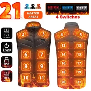 21 Heated Vest Zones Electric Heated Jackets Men Women Sportswear Heated Coat Graphene Heat Coat USB Heating Jacket For Camping