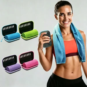 2/1 Piece Color Random Pack, Cooling Quick-Dry Sports Towel with Evc Storage Box, Lightweight, Portable, Machine Washable, Suitable for Camping, Hiking, Gym, Durable Fabric, Camping, Fitness, Halloween, Christmas Gifts