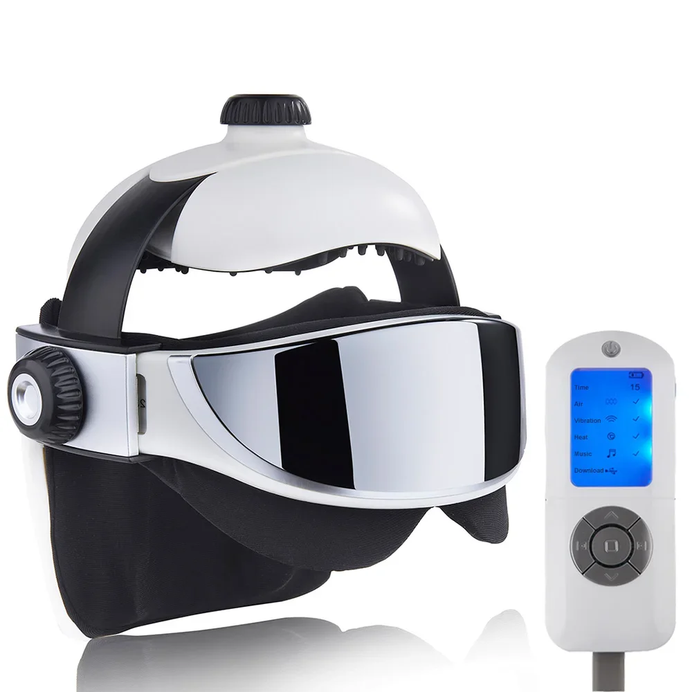 Electric Head Massage Helmet Automatic Air Pressure Vibration Muscle Stimulator Massage Music Eye Massager Health Care