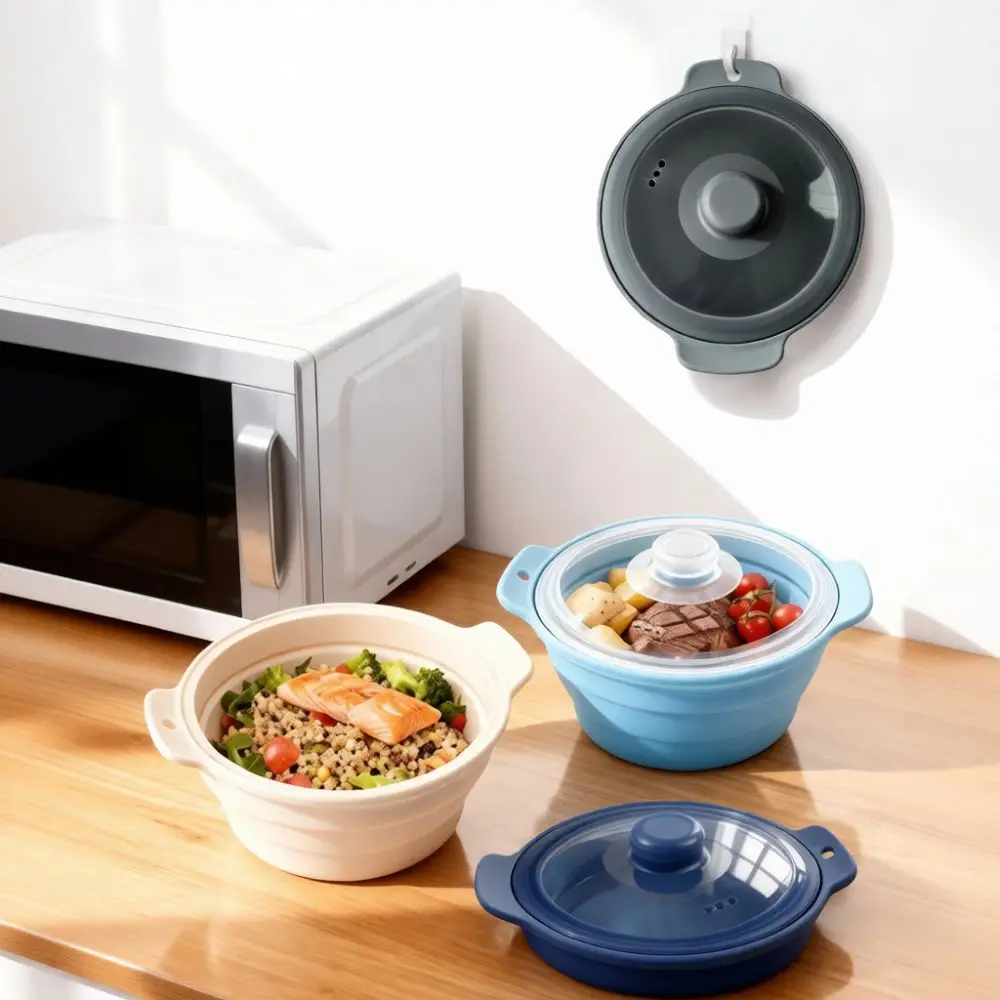 Foldable Food Grade Silicone Steamer Bowl Durable Kitchen Soup Cooker Multi Use Microwave Oven Air Fryer Safe Camping Pot - Image 6