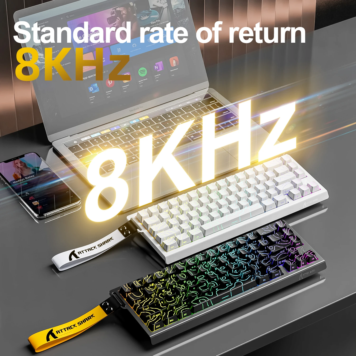 X68HE ATTACK SHARK Magnetic Gaming Keyboard Mechanical Wired for Pro Gaming 0.01mm Rapid Trigg 8000Hz SOCD/Rs 0.125ms 128K Rate - Image 4