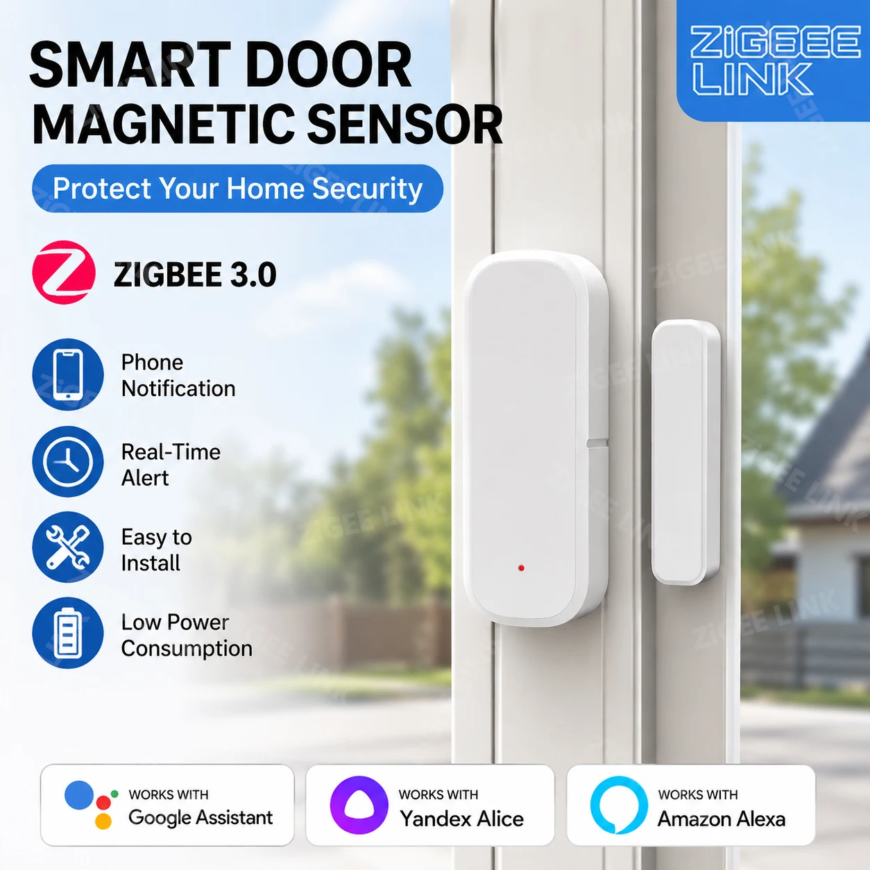 Smart Zigbee3.0 Door Contact Window Sensor Magnetic Opening Closed Monitor Burglar Alarm Smart Life Remote Alert Voice Linkage