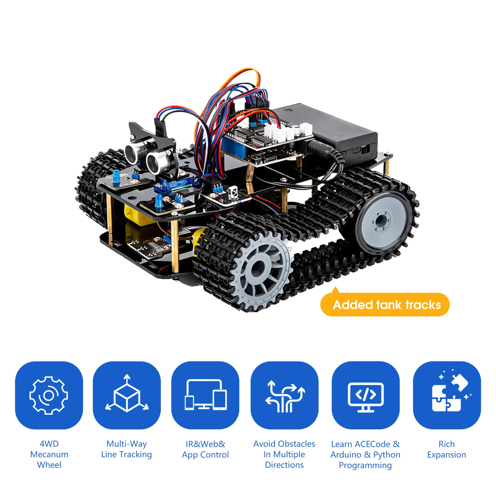 ACEBOTT ESP32 Smart Robot Tank Car Kit for Arduino Robotics STEM Science Kits Coding Toys Unique Gifts - Image 3
