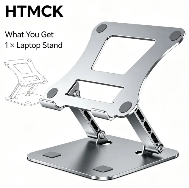 HTMCK Phone Tablet Stand Adjustable Aluminum Alloy Laptop Tablet up to 17" Laptop Portable Folding Stand Cooling Stand Support - Image 3