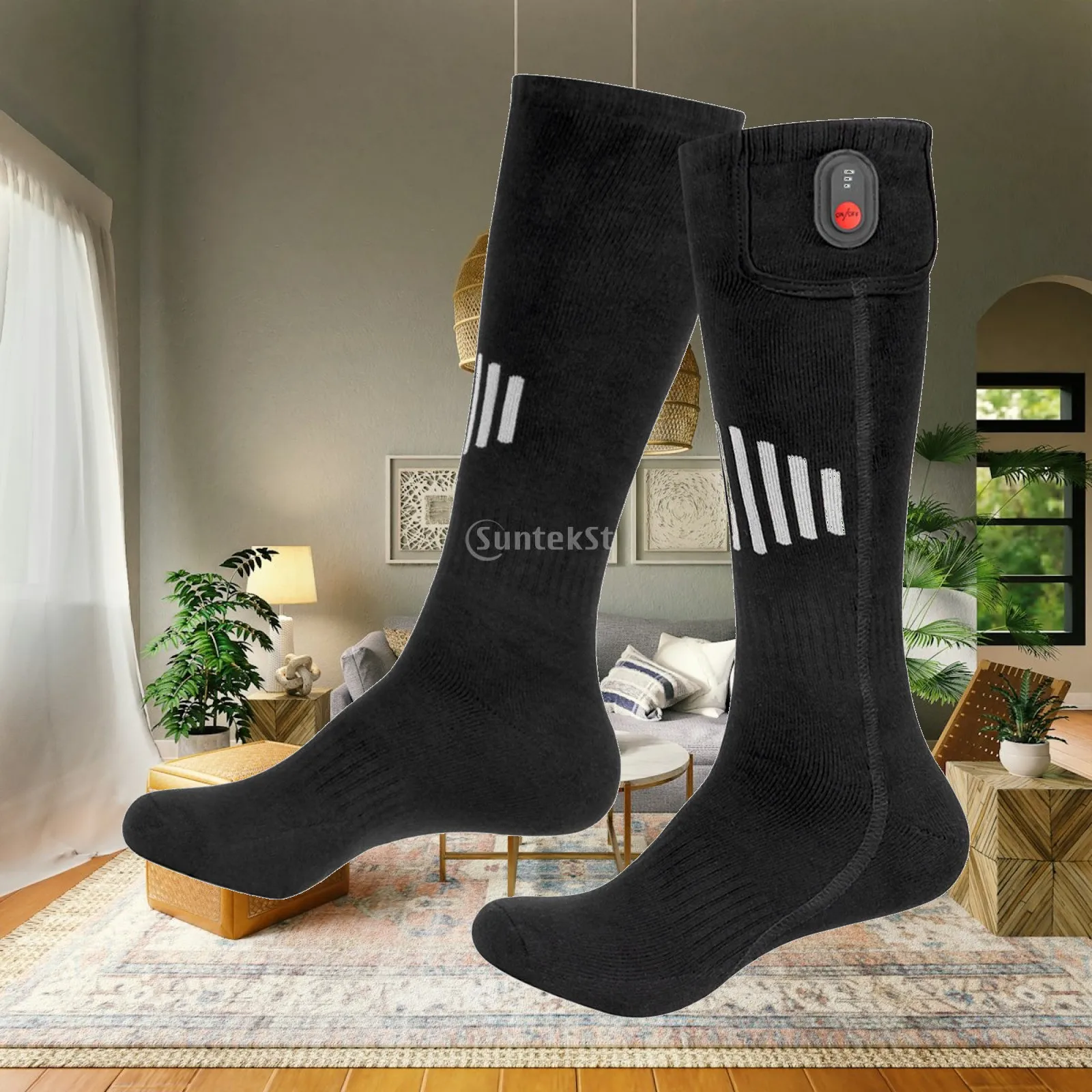 Heated Socks Long Stockings Washable Winter Warm Socks Thick Soft for Indoor Sports Cold Weather Outdoor Activities Riding