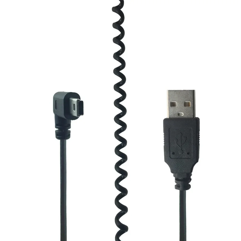 USB 2.0 Male To Mini USB Right Angled 90 Degree Flexible Spring Retractable Charging Data Cable for Car Navigation GPS MP3/MP4 - Image 2