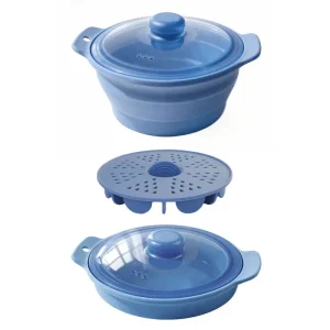 Foldable Food Grade Silicone Steamer Bowl Durable Kitchen Soup Cooker Multi Use Microwave Oven Air Fryer Safe Camping Pot