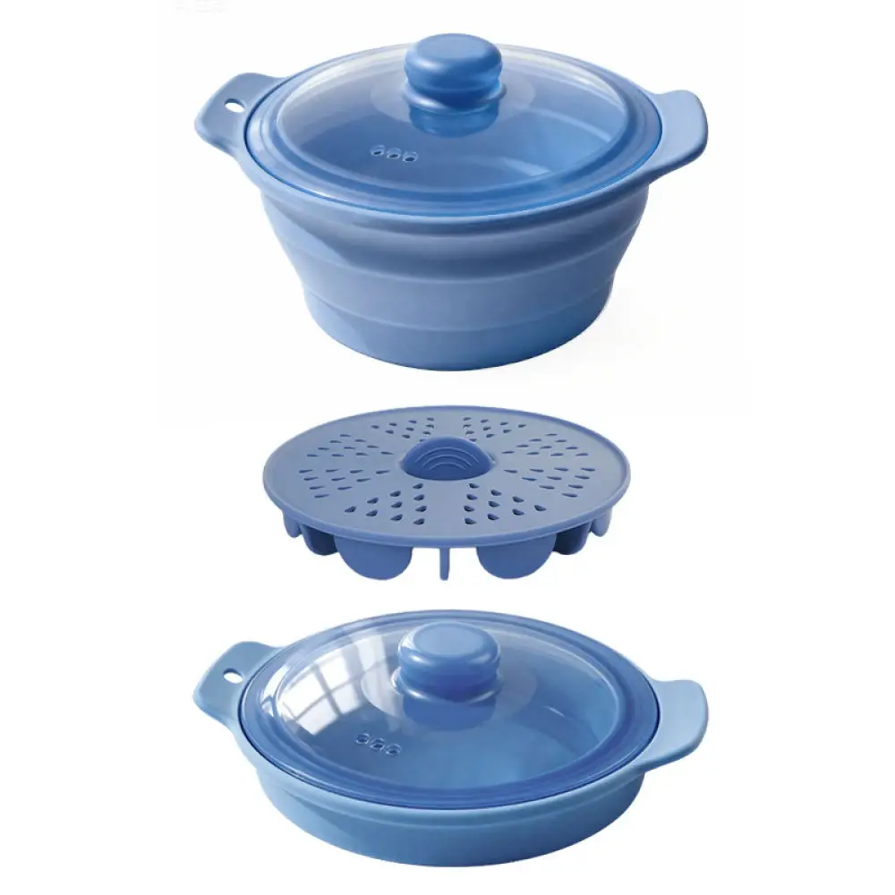 Foldable Food Grade Silicone Steamer Bowl Durable Kitchen Soup Cooker Multi Use Microwave Oven Air Fryer Safe Camping Pot