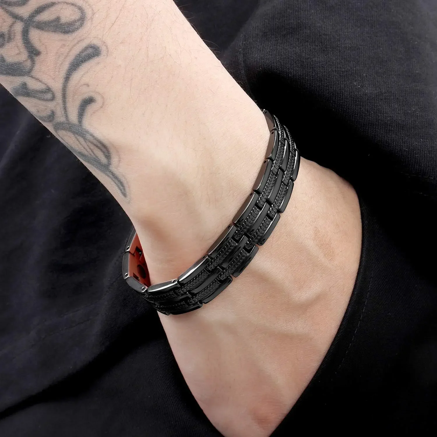 ARADOO Wheat Grain Pattern Pure Copper Magnetic Bracelet Adjustable Therapy Bangle for Joint Support & Wellness - Image 6