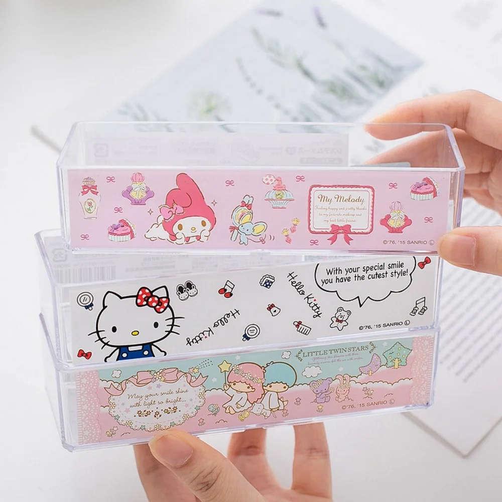 1pc Hello Kitty desktop Storage Box, Rectangular Transparent Uncovered Storage Box for Jewelry and Cosmetics - Image 2