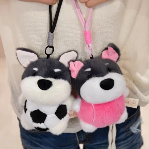 Cute 17cm Cute Mini Dog Plush Keychain Husky Corgi Bulldog Stuffed Animal Pendant Dog Charm For Adult Kawaii Gift