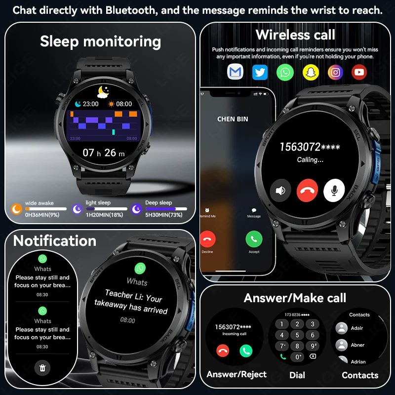 Men's GPS Smart Watch Offline Map Real-time Route Navigation Clock Man IP68 Waterproof Outdoor Watch Military Smartwatch Men - Image 5