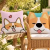 Animal Cute Corgi Cushion Cover Soft Plush Throw Pillow Cover Washable Sofa Bed Patio Chair Home Decor