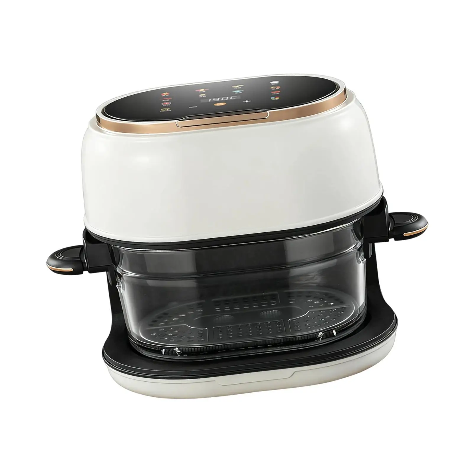 Compact Electric Glass Fryer 4L Non-fat Digital Air Fryer with Long Tray for Home Fries Desserts and Chicken - Image 2