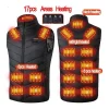 Men USB Infrared 17 Heating Areas Vest Jacket Men Winter Electric Heated Vest Waistcoat For Sports Hiking Oversized 5XL