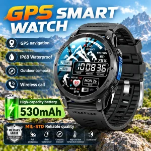 Men's GPS Smart Watch Offline Map Real-time Route Navigation Clock Man IP68 Waterproof Outdoor Watch Military Smartwatch Men