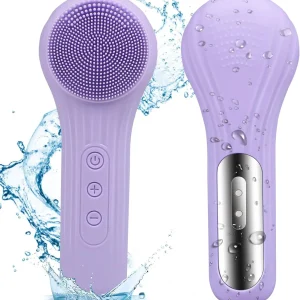 Heated Sonic Silicone Facial Cleansing Brush IPX7 Waterproof 45℃ Constant Temperature Face Massager Magnetic Rechargeable Deep P
