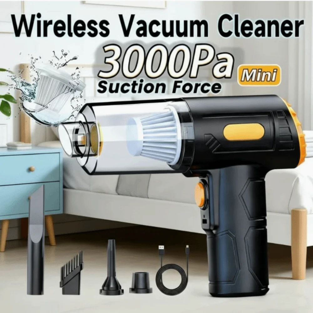 Powerful Suction Wireless Vacuum Cleaner Wet & Dry TYPE-C Fast Charge Car Vacuum Cleaner Compact Design Lightweight