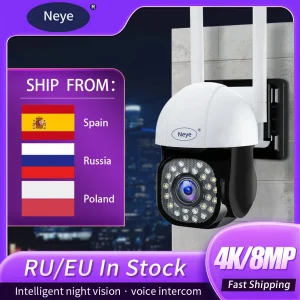 Neye 4K 8MP PTZ WiFi Smart Camera Outdoor 1080P HD High Speed Hemisphere Panoramic IP Camera CCTV Security Home Camera