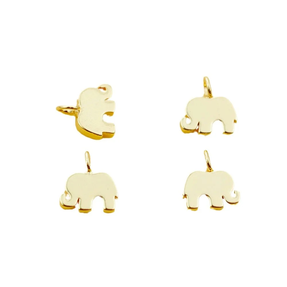 Customized Gold Plated Thai Elephant Charms Minimalist Mini Animal Pendant for Necklace Bracelets Diy Jewelry Making Accessories