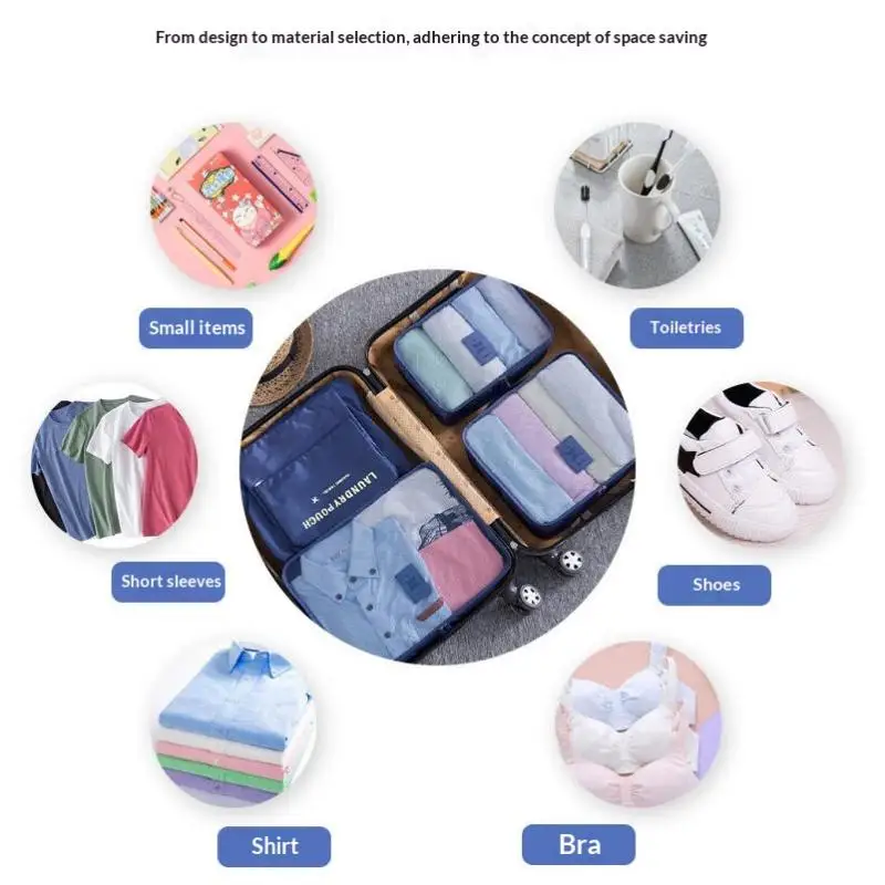 6Pcs Clothes Luggage Travel Blanket Shoes Organizers Bag Suitcase Pouch Packing Cubes Travel Bag Organizer - Image 6