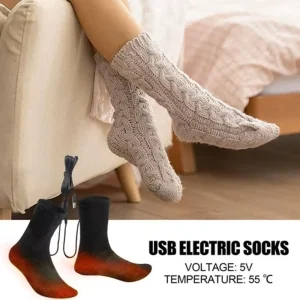 Winter Warm Cotton USB Heated Socks 5V Thermal Feet Warmer Fast Heating Soft Electric Heated Socks Outdoor Sports