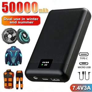 50000mAh PowerBank for Heating Vest Jacket Gloves Heated Auxiliary Battery DC7.4V Portable Powerbank Electric Heating Equipment