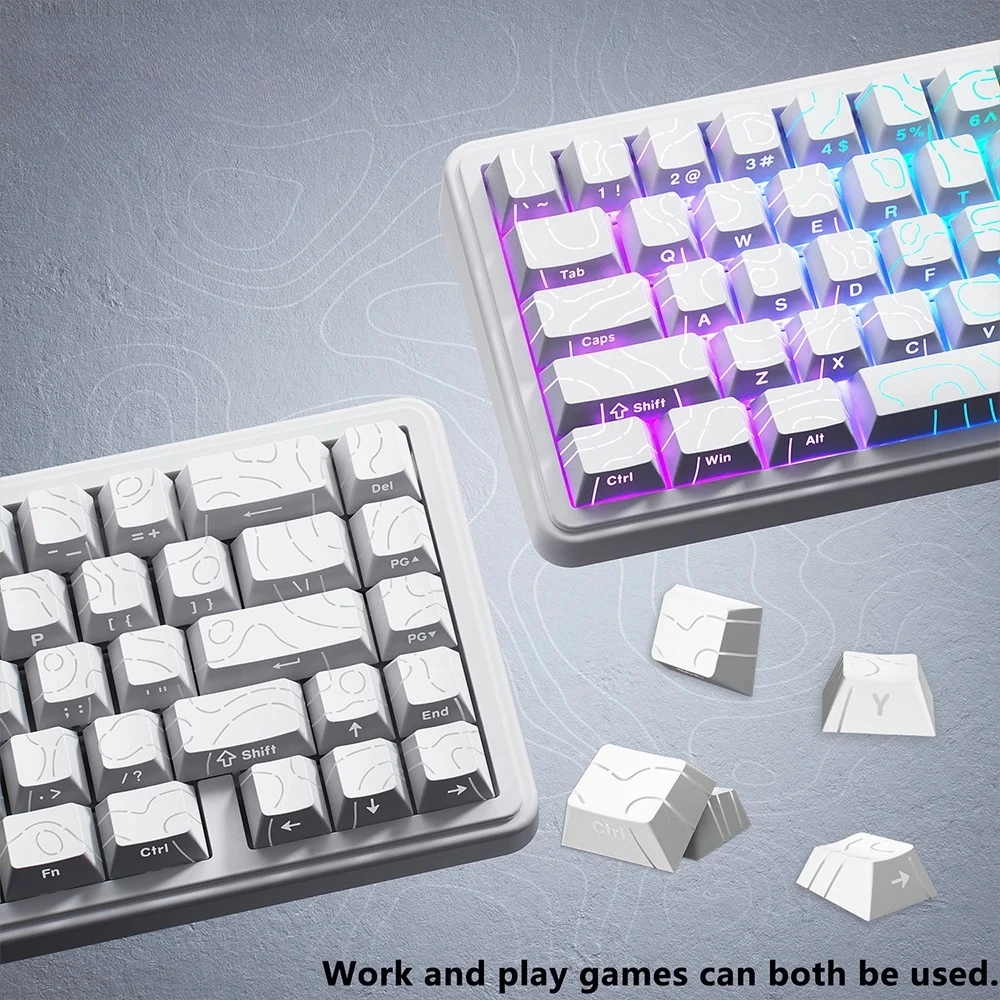 New Topographic Keycaps 4.0 Version Shine Through 98 Key PBT Cherry Profile Side Print Backlit for MX Gamer Mechanical Keyboard - Image 3