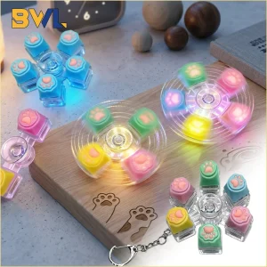 Cat Paw Keycap Keychain Mechanical Keyboard Fidget Spinner Stress Relief Toy Soft Cute Keyring for Office Desk Anxiety Gift