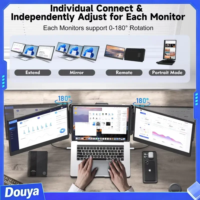 S2 Trendy Electronic Gadgets 2024 Triple Laptop Screen Extender Dual 14inch 1080P HD Portable Monitors for Gaming Coding - Image 4