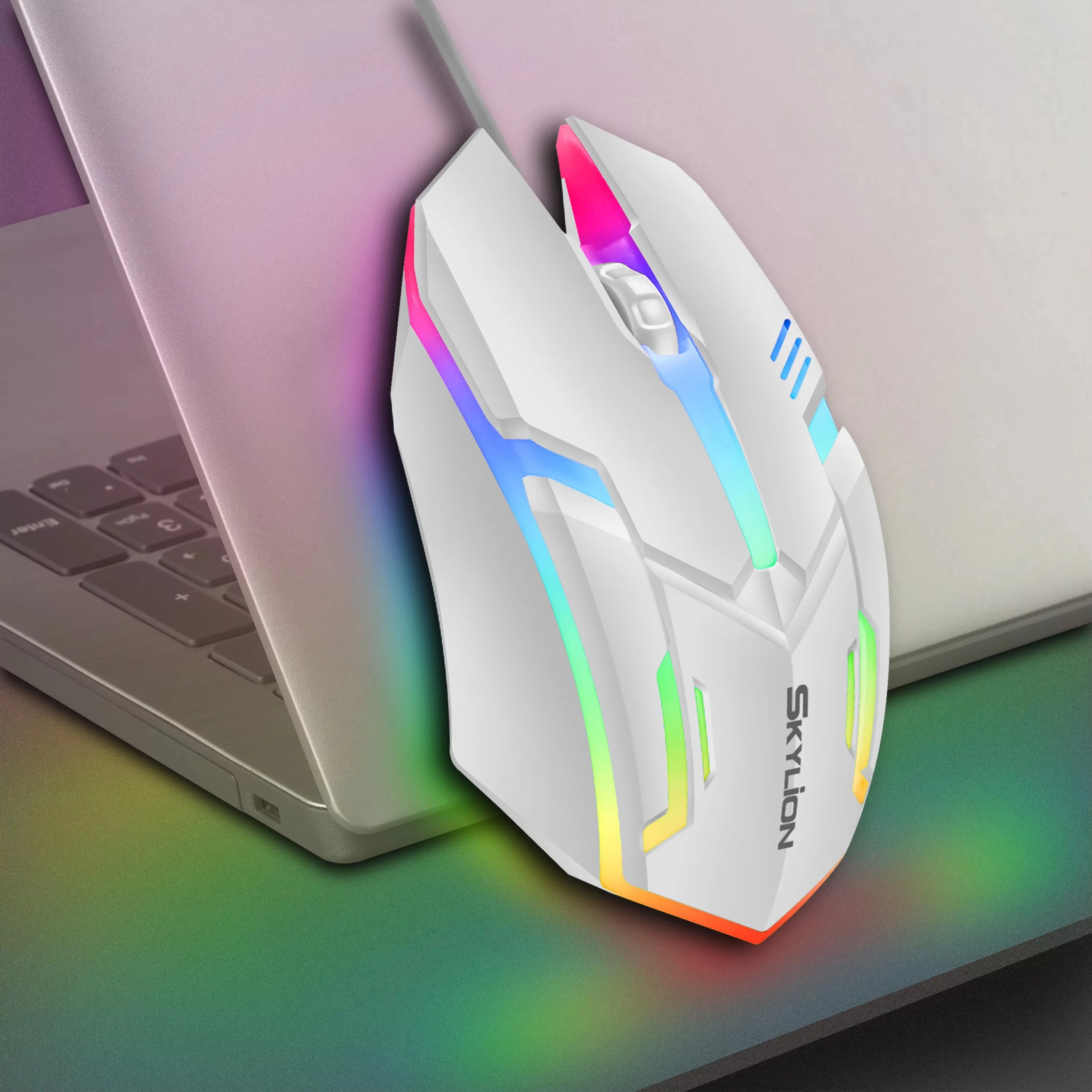 F1 Wired 3 Keys Mouse Colorful Lighting Gaming and Office For Microsoft Windows and Apple IOS System - Image 3