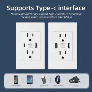 Herepow 118 Series Thailand American Standard Dual USB Wall Socket Smart Home Appliance 2.1A Typec High Quality Plug Adapter