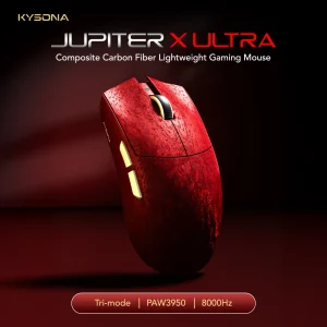 KYSONA Jupiter X Ultra Wireless Gaming Mouse PAW3950 8000Hz 54L15 MCU Composite Carbon Fiber Tri-Mode 61g Ergonomic Omron 70M