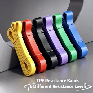 TPE Resistance Bands 6 Levels Different Strength Elastic Exercise Bands for Pull Up Assist, Yoga, Pilates, Physical Therapy, Bod