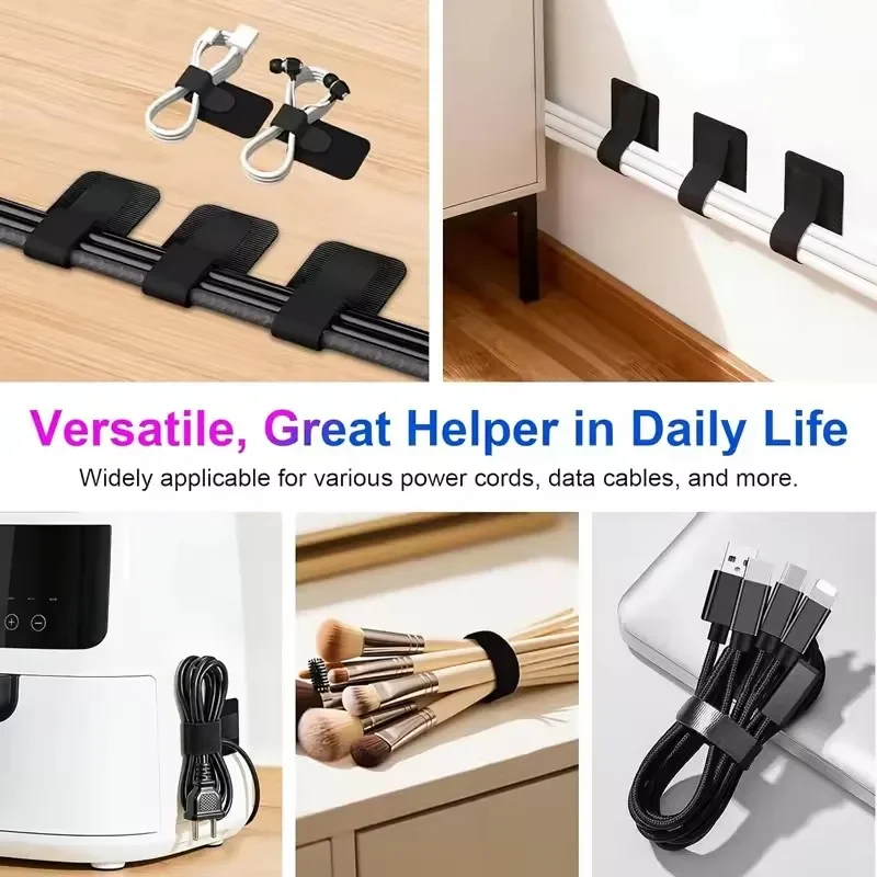 4-40 Sets Cable Management Under Desk Wire Holder Cord Organizer Adjustable Hook and Loop Adhesive Cable Ties Cables Holders - Image 3