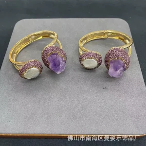 DIY accessories Natural pearl amethyst bracelet European and American personalized fashion Czech diamond tourmaline amethyst han